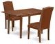 3Pc 48/60" Dinette Table, 2 Chair, Brown Flaux Leather