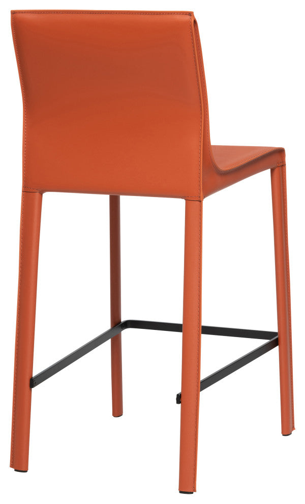 Elite Living Stan Leather 26" Counter Height Bar Stool, Orange