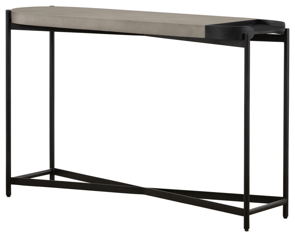 Dua Concrete and Black Metal Modern Console Table