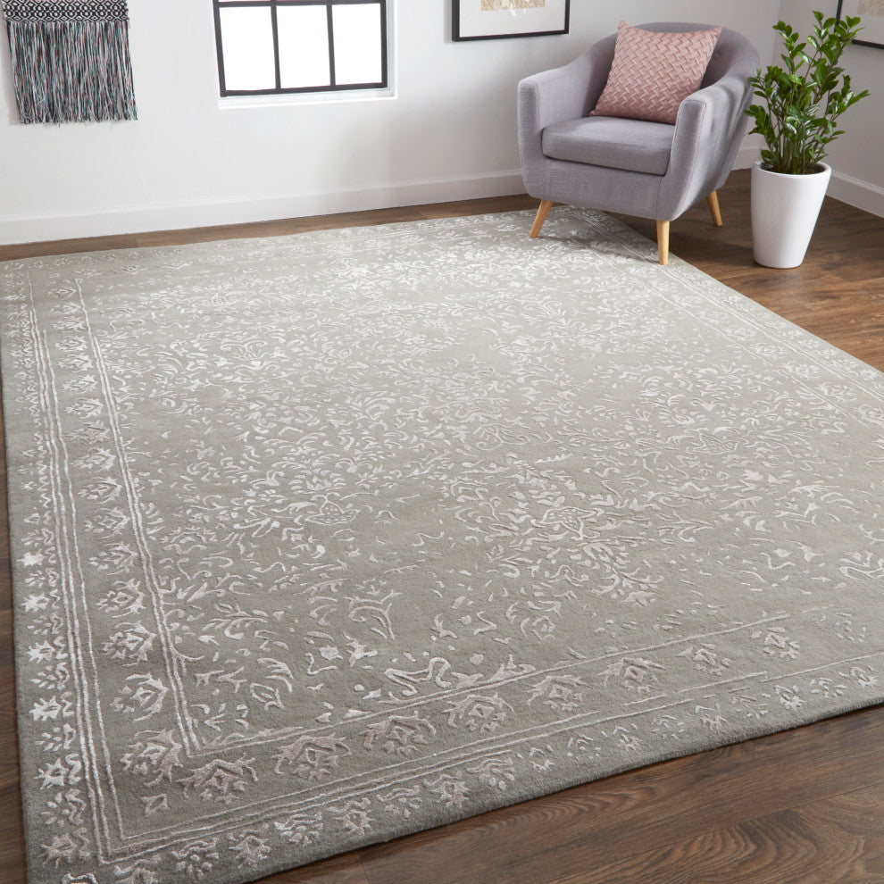 Weave & Wander Khalo Wool Rug, Gray/Silver, 10' X 14'
