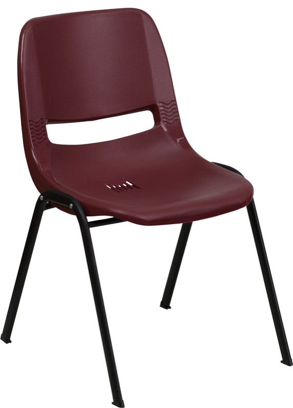 Flash Furniture Hercules Ergonomic Shell Back Stacking Chair in Burgundy
