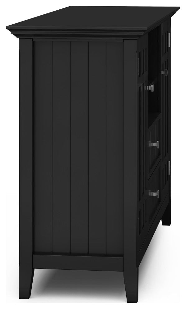 Bedford Solid Wood Tall TV Media Stand For TVs up to 60", Black