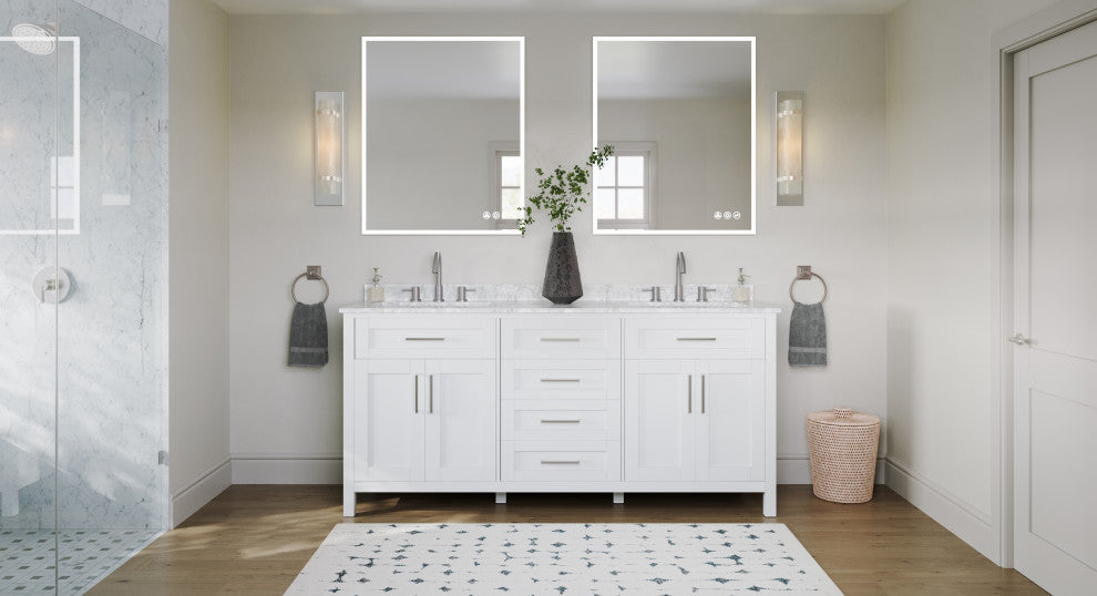 The Oswald Bathroom Vanity, Double Sink, 72', White, Freestanding