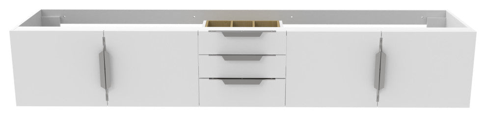 CastelloUSA Alpine 84" Wall Mounted Vanity, Base Only, White, Brushed Nickel