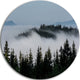 Dark Trees And Fog Over Mountains, Landscape Disc Metal Wall Art, 23"