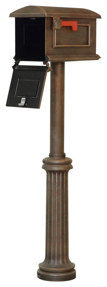 Traditional Curbside Mailbox with Bradford Surface Mount Mailbox Post