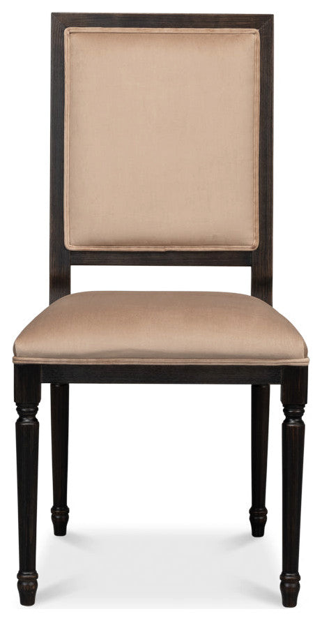 Square Back Dining Chairs Set of 2 Nero Toffee