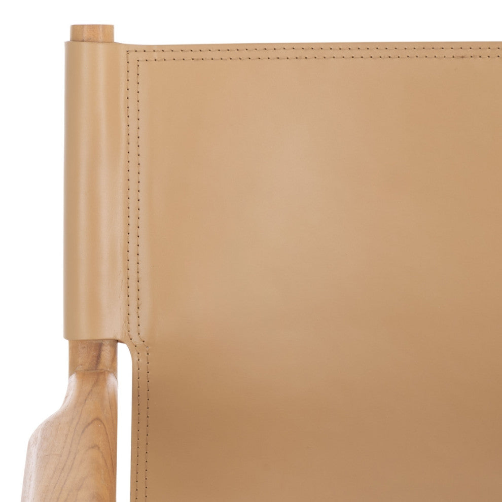 Safavieh Couture Cassaphina Leather Arm Chair, Tan/Natural