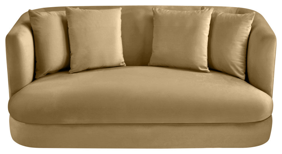 Alder Upholstered Chair, Camel, Velvet, Loveseat