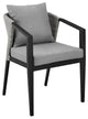 Aileen Outdoor Patio Dining Chairs in Aluminum and Wicker with Grey Cushions...
