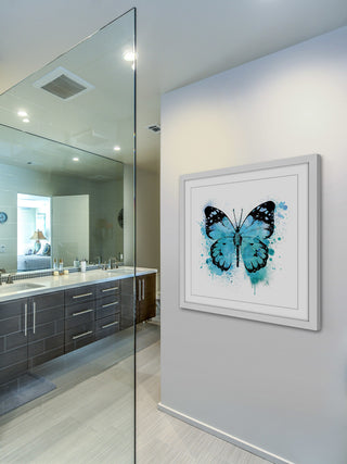 "Butterfly Black Blue" Framed Painting Print