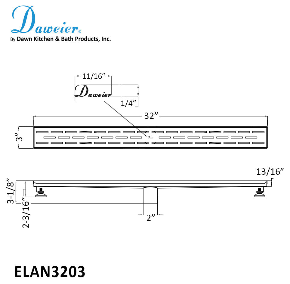 Daweier 32" Shower Floor Linear Drain