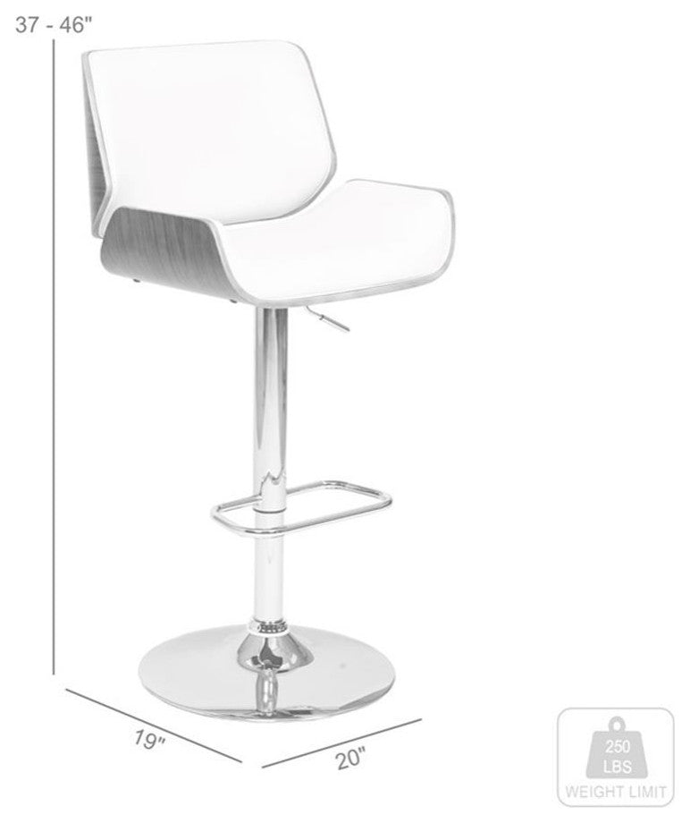 Armen Living London 46"H Faux Leather Swivel Barstool in Cream/Walnut Back