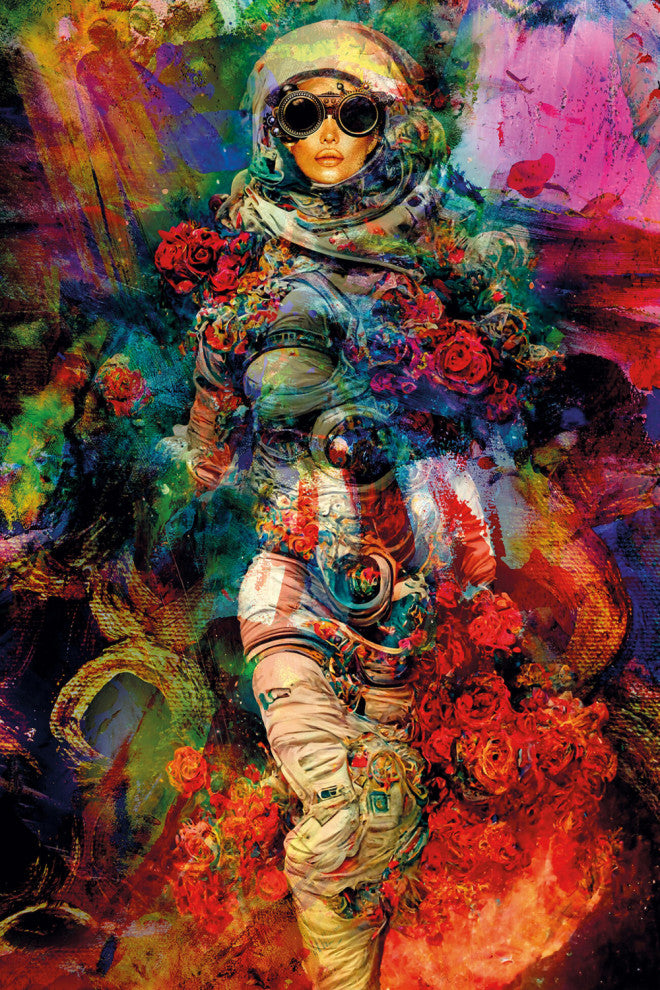 Woman Astronaut Photographic Art, Andrew Martin Space Flowers, Large