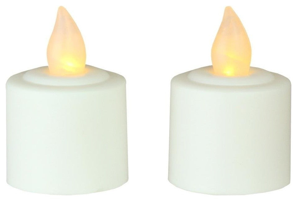 LED Flickering Amber Christmas Votive Candles, Set of 2, White
