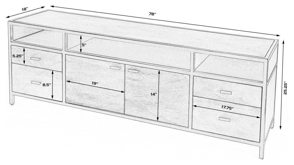 Hans Wood and Iron Storage Tv Stand