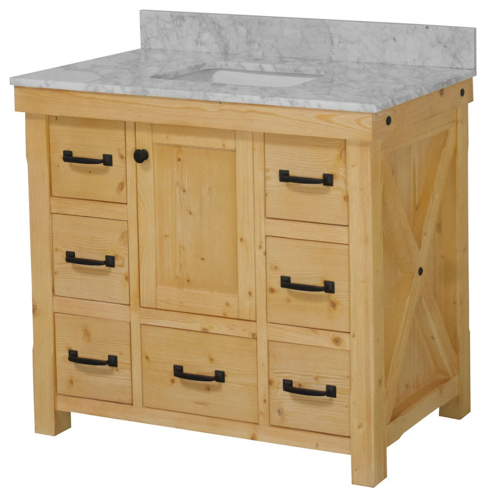Tuscany 42" Bathroom Vanity, Drift Wood, Carrara Marble