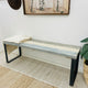 Bedroom or Entryway Bench, Heavy Duty Industrial Metal Legs, Farmhouse Mix, Length 58", Fits Queen Bed