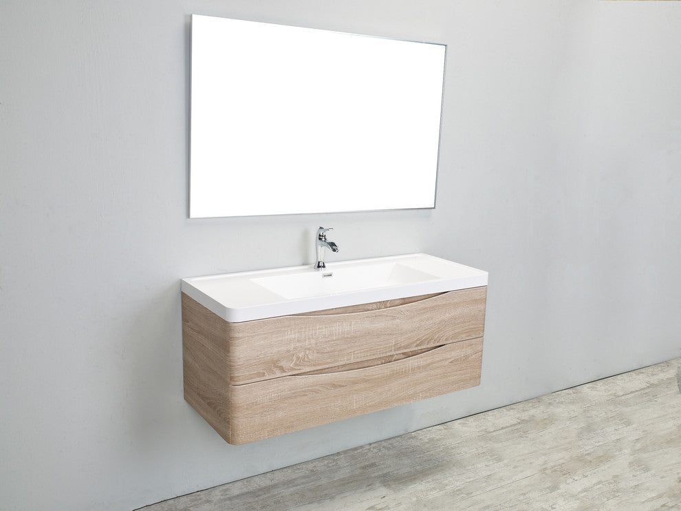 Eviva Smile 48 White Oak Modern Bathroom Vanity Integrated Acrylic Single Sink