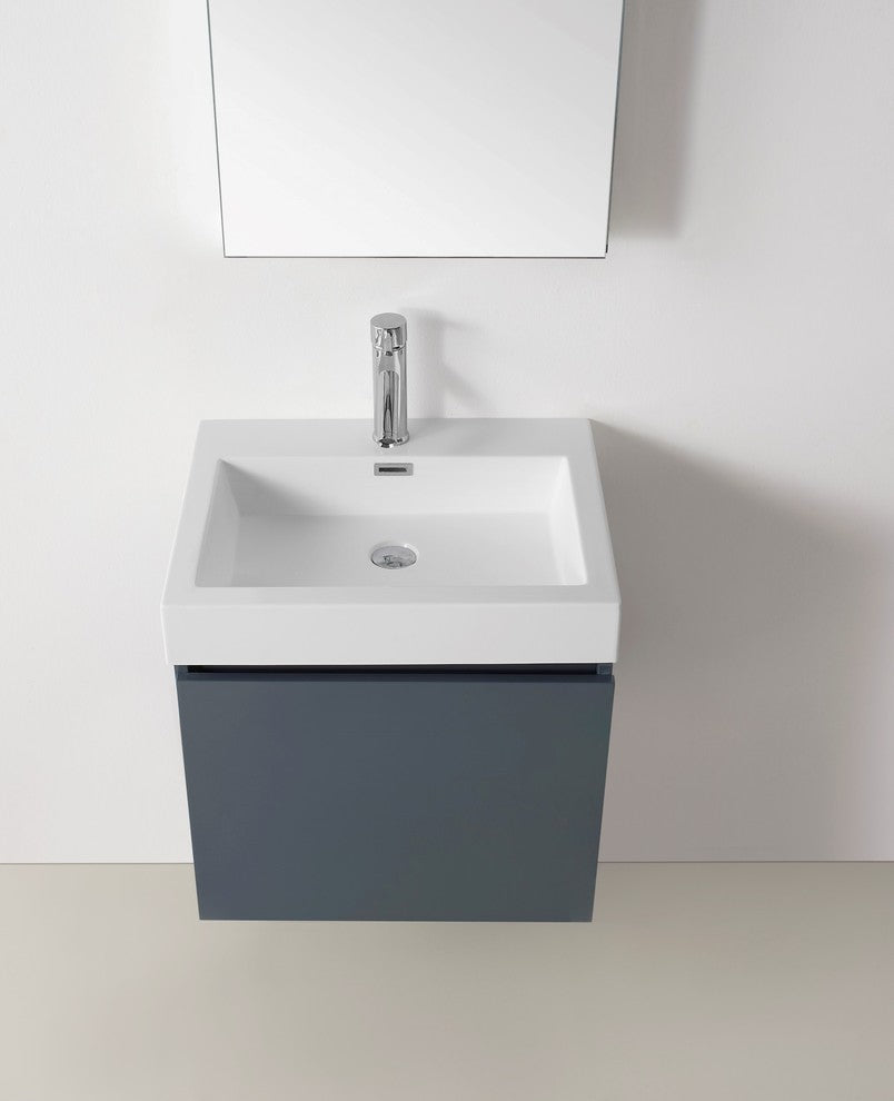 Zuri 24" Single Bathroom Vanity Set, Gray With Brushed Nickel Faucet