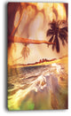 "Tropical Beach With Bent Coconut Palms" Modern Beach Canvas Art Print, 16"x32"