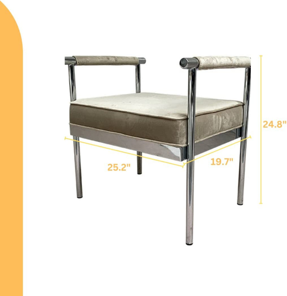 First of a Kind Modern champagne Seating Bench With arms for Living Room