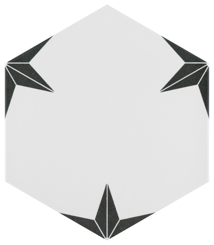 Stella Hex Porcelain Floor and Wall Tile Sample, White