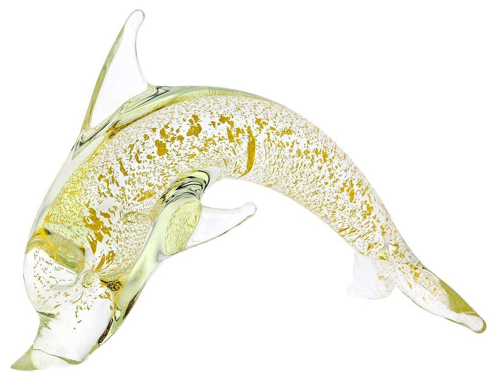 GlassOfVenice Murano Glass Dolphin - Sparkling Gold