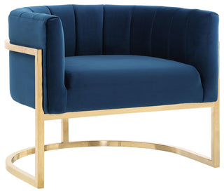 TOV Furniture Magnolia Navy Chair with Gold Base