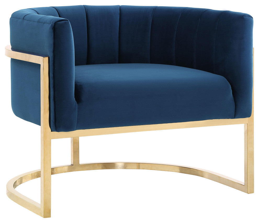 TOV Furniture Magnolia Navy Chair with Gold Base