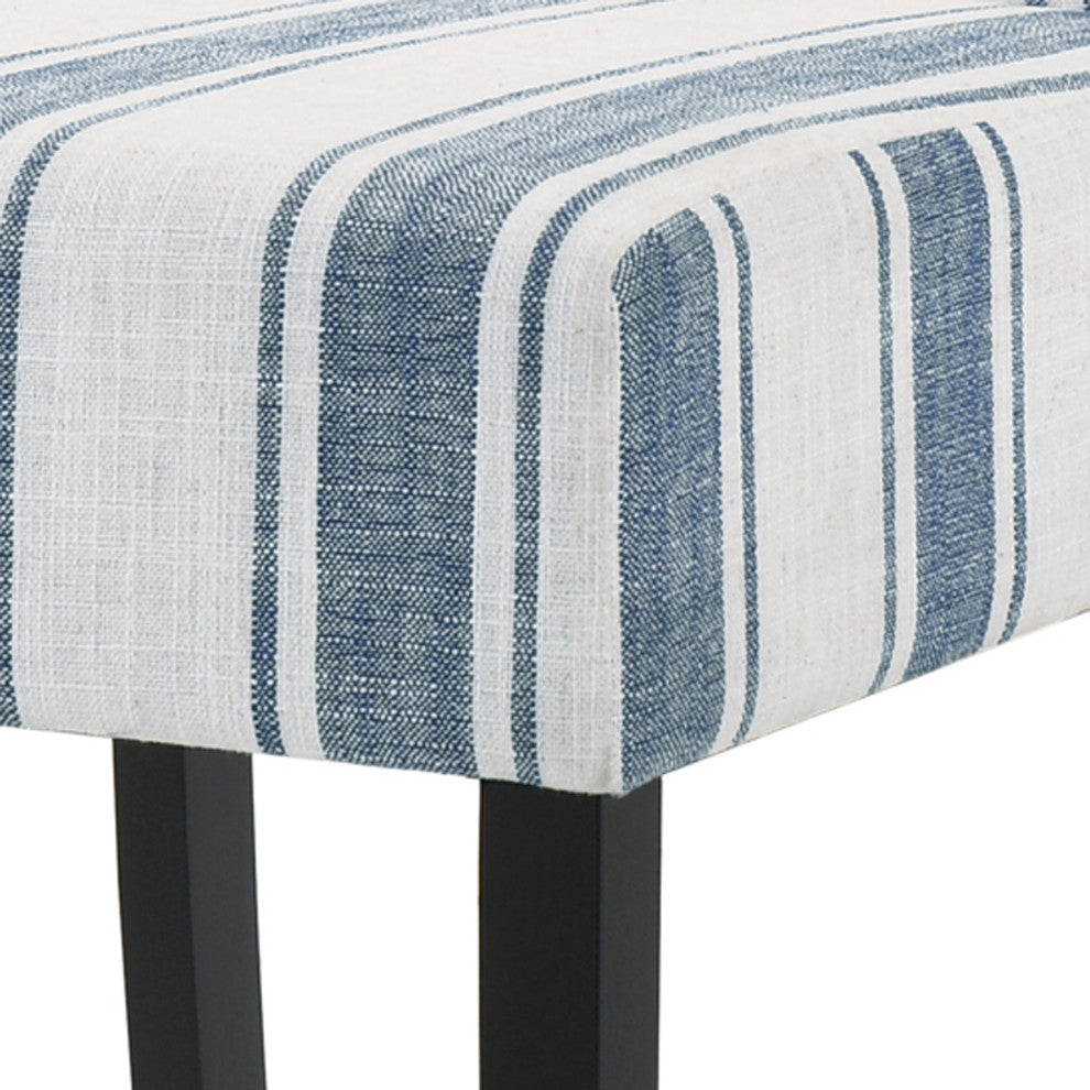 Percival Upholstered Dining Chairs, Set of 2, Dark Blue Line and Espresso, 100% Polyester