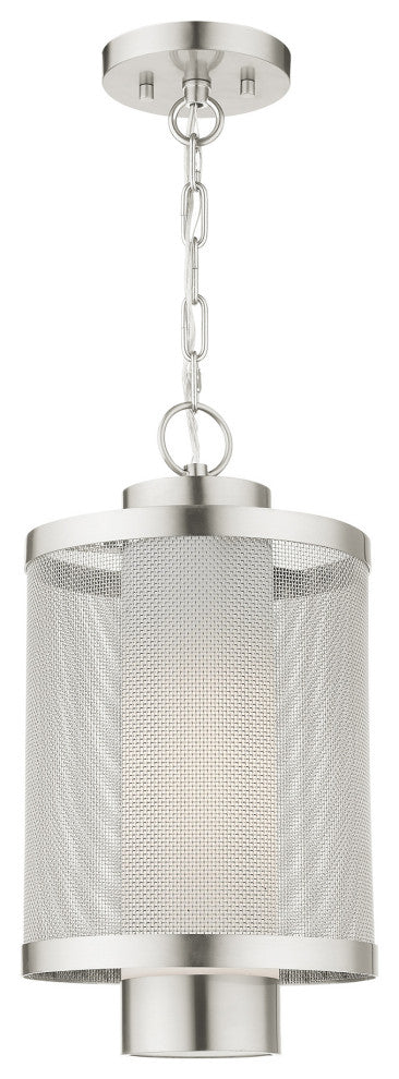 Livex Lighting Nottingham 1 Light Brushed Nickel Large Outdoor Pendant Lantern