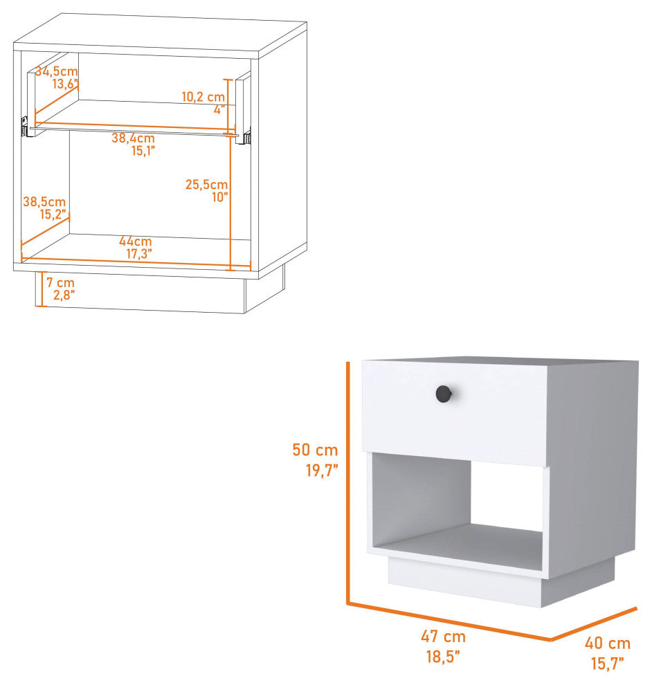 Sumter 1-Drawer Nightstand, White