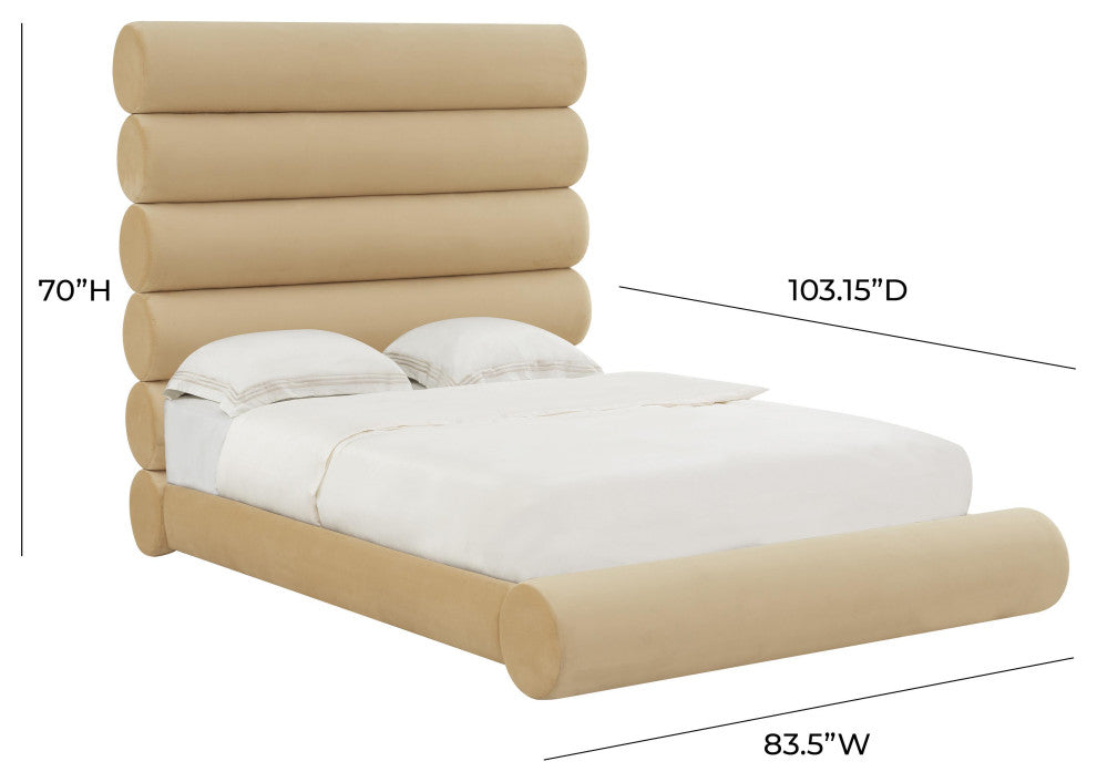 Durwin Champagne Velvet Bed in King