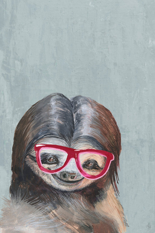 "Nerdy Sloth II" Painting Print on Wrapped Canvas, 30"x45"
