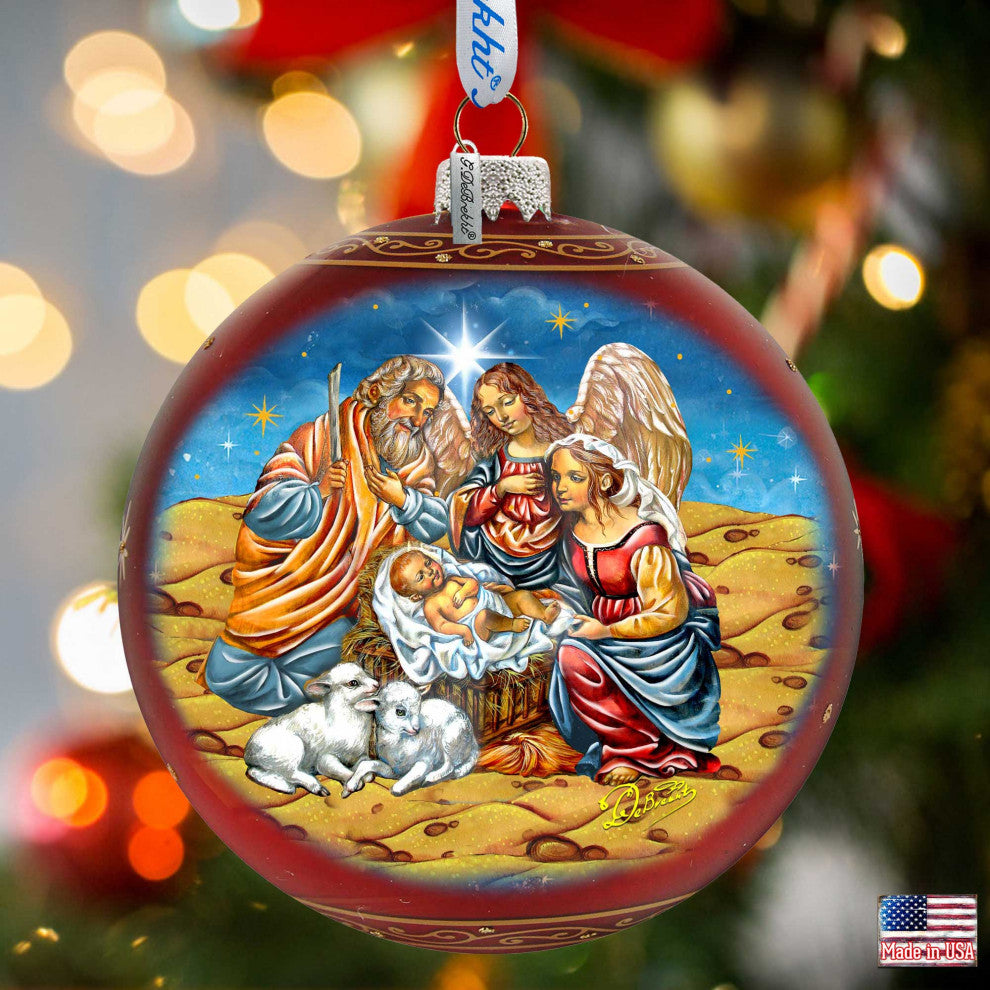 Regal Nativity Lg Glass Ornament, Red