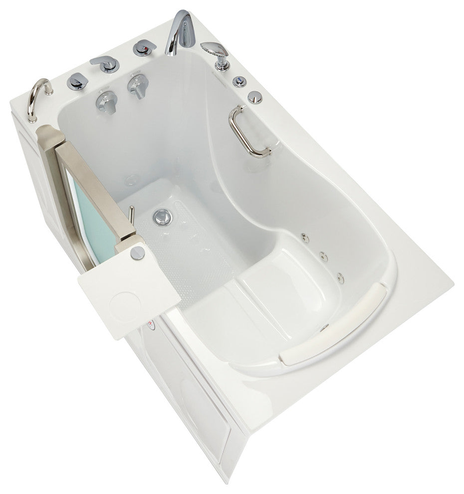 Ella Royal 32"x52" Acrylic Massage Walk-In Bathtub Inward Swing Door, Dual Drain