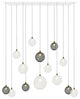 Napa 14 Pendants Blown Glass Chandelier, White, 48", Clear/Gray Glass