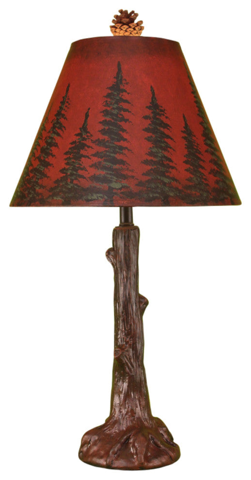 Burnt Red Tree Trunk Table Lamp