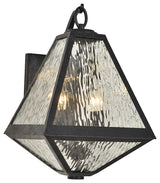 Glacier 2 Light Outdoor Wall Mount in Black Charcoal with Water Glass