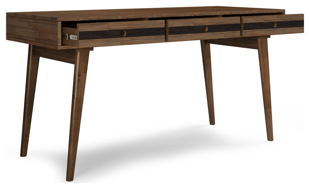 Clarkson Solid Acacia Wood Desk, Rustic Natural Aged Brown