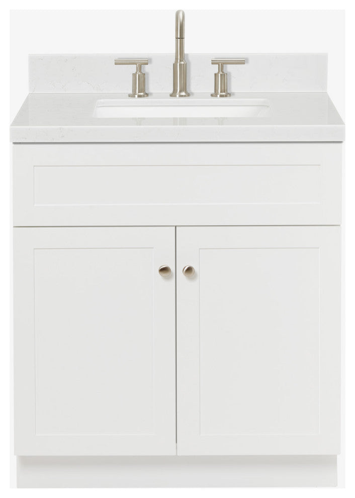 Ariel Hamlet 30" Single Rectangle Sink Bathroom Vanity, Carrara Quartz