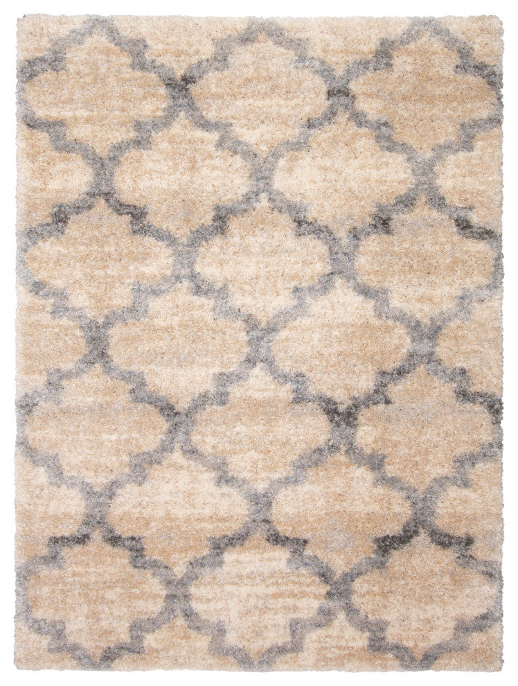 Moroccan Trellis Shag Rug, Tan, 5'3"x7'3"