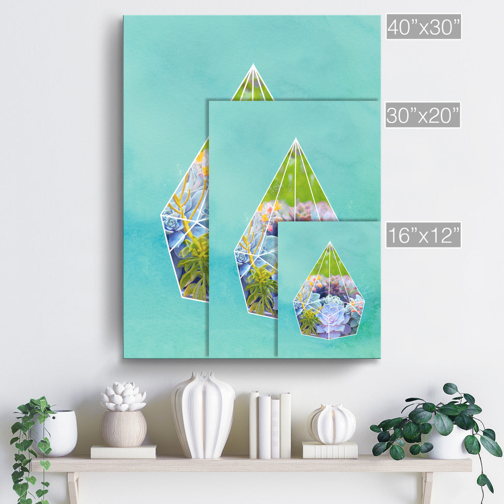 Ready2HangArt ''Terrarium Bloom'' Wrapped Canvas Succulent Wall Art, 40"x30"