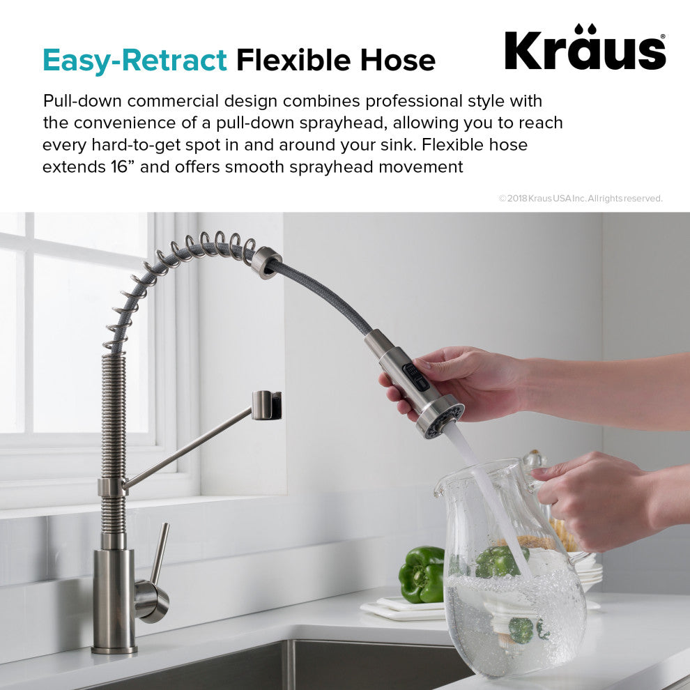 33" Undermount Stainless Steel Kitchen Sink, Pull-Down Faucet SS, Dispenser