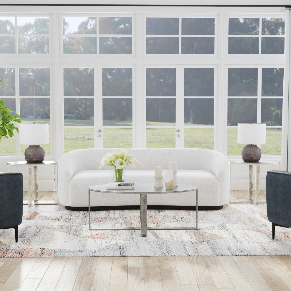 Kosas Home Flores 48" Industrial Oval Metal Nickel Coffee Table