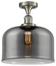 X-Large Bell 1-Light Semi-Flush Mount, Brushed Satin Nickel, Plated Smoke