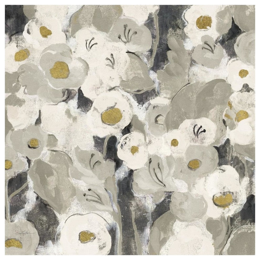 "Velvety Florals Neutral III" Digital Paper Print by Silvia Vassileva, 38"x38"