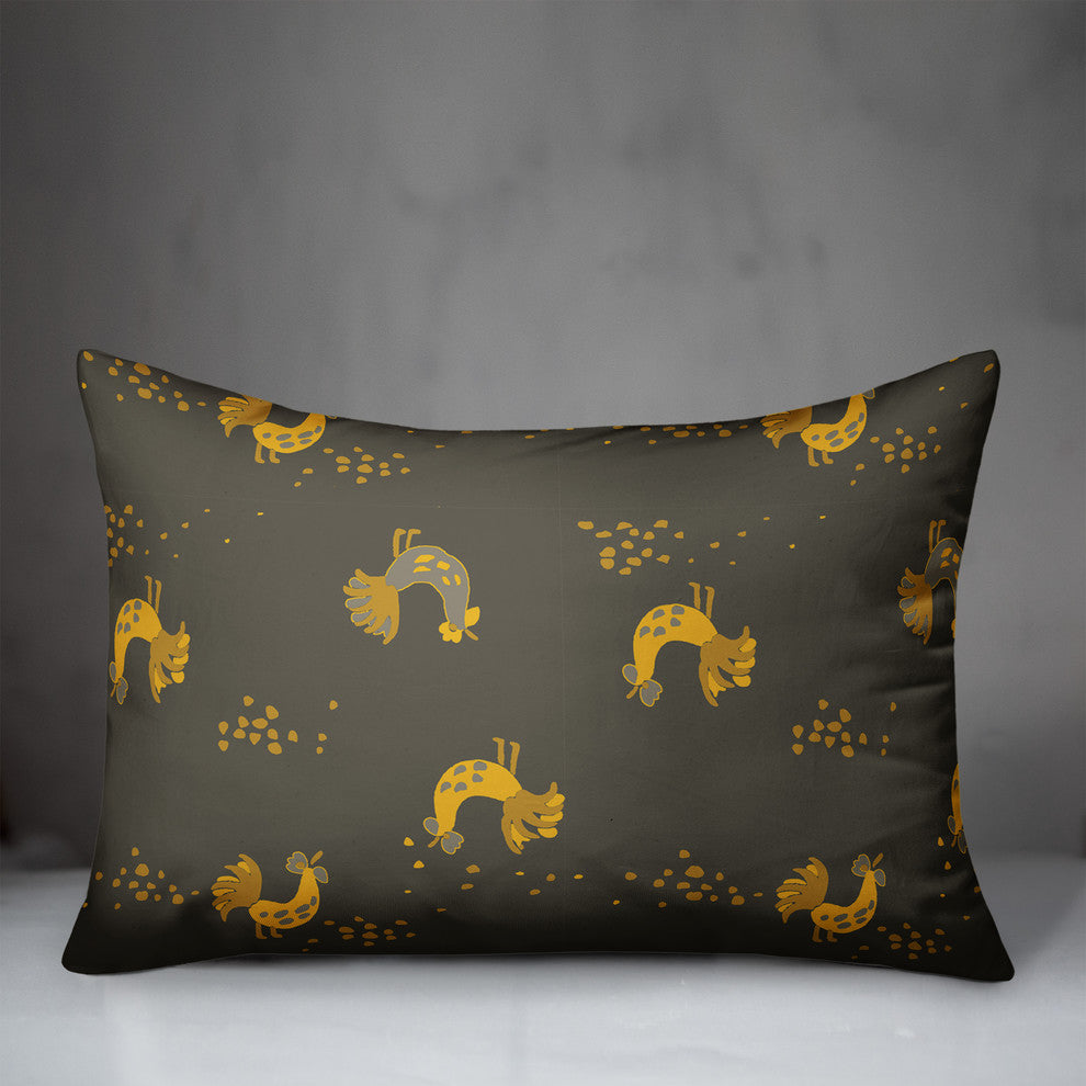 Rooster Pattern in Yellow Throw Pillow