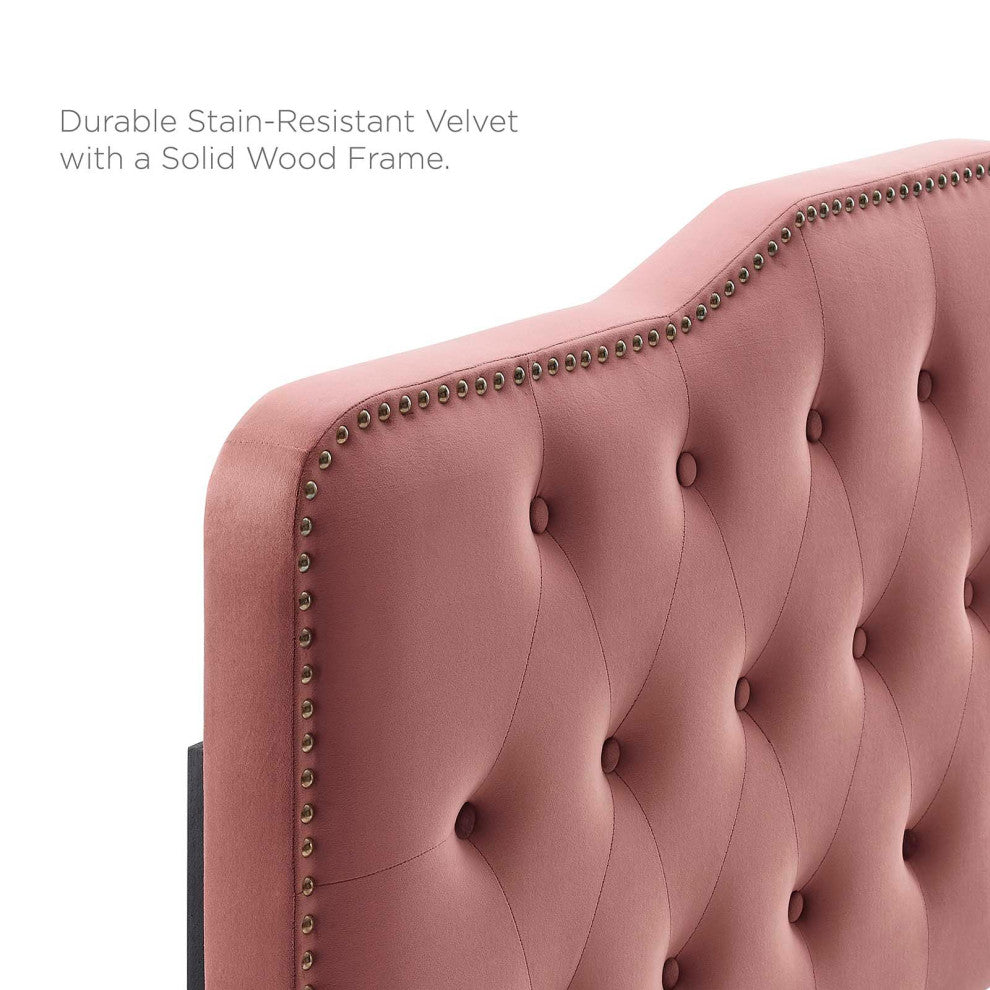Tufted Headboard, Twin Size, Velvet, Pink, Modern Contemporary, Bedroom Master